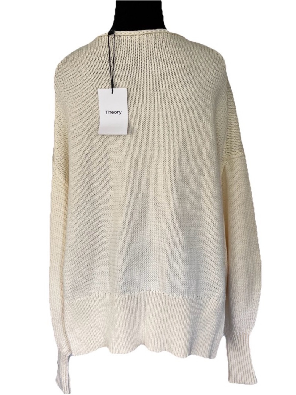 Theory Chunky Slit Mercer Cotton Ecru Sweater Heavy Knit Pullover Side Slits XS - Picture 6 of 10